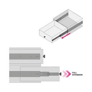 Glissière de tiroir à extension complète à dégagement rapide RAM INDUSTRIE NE48 finition noire 45 kg pour cuisine, salle à manger, chambre, salon - Product Image 5