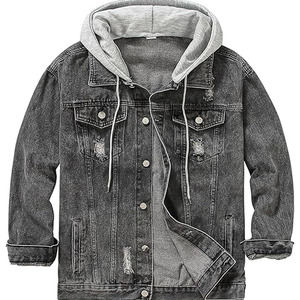 Chaqueta de Mezclilla con Capucha para Otoño e Invierno, Chaqueta Informal de Calle para Hombre, Ropa Exterior de Color Sólido, Chaqueta Holgada de Mezclilla para Parejas, Chaqueta con Capucha Desmontable - Product Image 1