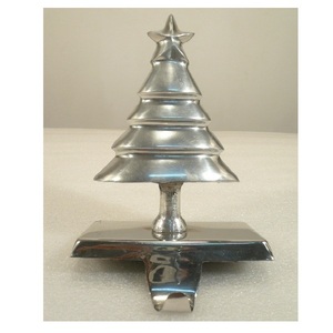 Engraved Design Star Silver Metal <b>Stocking</b> <b>Holder</b> For Christmas Home Party Decorative - Product Image 5