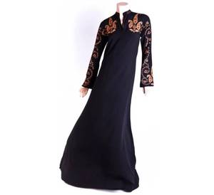 Vestido de mujer musulmana tradicional elegante tejido de bambú ecológico bordado mangas Paisley estilo largo venta exportador - Product Image 1