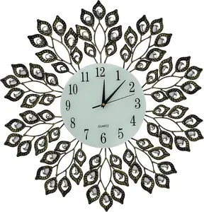 Antique Metal Wall Clock 9 In White Glass Dial with Arabic Numbers Decorative Clock for Living Room Bedroom Office Space