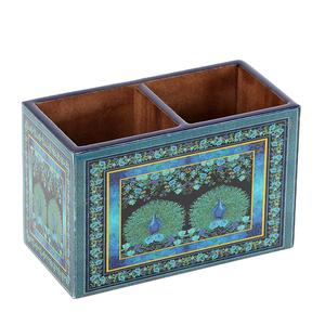 Soporte para cubiertos y papel tisú, soporte para tenedor y cuchara de madera, soporte para cubiertos, estante para mesa de cocina, compartimentos para uso en Mesa - Product Image 1