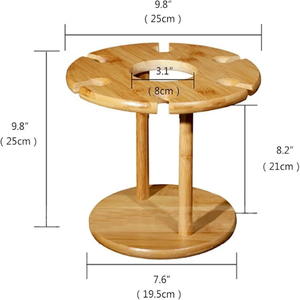 Porte-bouteille de vin en bois à 6 verres de qualité supérieure Meilleur ustensile de service avec 1 capacité de bouteille Accessoires pour la maison pour ensembles de bar - Product Image 2