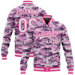 Vente en gros dans l'industrie directe de bombardier décontracté hiver personnalisé violet blanc-noir veste Letterman universitaire à boutons-pression - Product Image 6