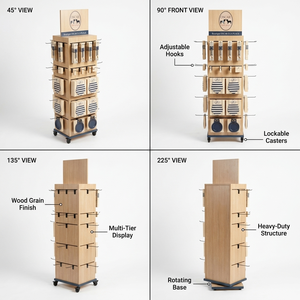 Expositor de Madera Personalizado para Artículos para Mascotas, Expositor Giratorio para Correas y Collares de Perro con Ruedas con Freno para Tiendas Minoristas de Mascotas - Product Image 4