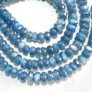 Cuentas de forma Rondellel facetadas recubiertas de piedra lunar, cuentas de piedras preciosas de Color azul piedra lunar mística, suministros de cuentas al por mayor - Product Image 4