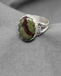 แหวนแจสเปอร์เลือดมังกรเงินสเตอร์ลิงทำด้วยมือเครื่องประดับคริสตัลที่มีเอกลักษณ์ - Product Image 6