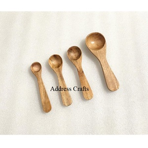 Eco Friendly Organic Wooden <b>Measuring</b> <b>Spoon</b> Set With Rattan Woven Multi-Purpose Heat Resistant Safe Salt & Sugar Tablespoon - Product Image 2