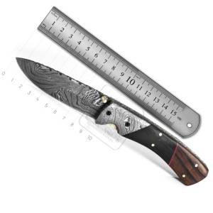 Couteau pliant en acier de damas DD-FK-721 couteau de poche en corne de buffle couteau de chasse de survie en plein air outil multiple pour le Camping - Product Image 2