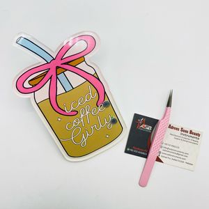 Venta caliente al por mayor Girlie Coffee Acrílico Pinzas para pestañas Logotipo personalizado sostenible Forma de flor Azulejo para pestañas con imán - Product Image 6