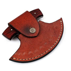 Venta al por mayor personalizado industrial de calidad superior OEM ODM servicio de acero inoxidable hacha para pizza hecho a mano HOJA DE Damasco vaina de cuero - Product Image 5