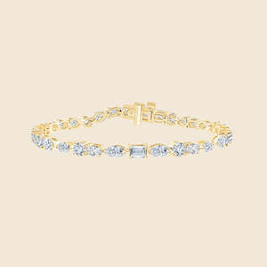 Bracelet Opulent Multicut Tennis Diamond avec diamants ronds cultivés en laboratoire F-VS 6,1 carats en or massif 14 carats, idéal pour le quotidien et comme cadeau - Product Image 1