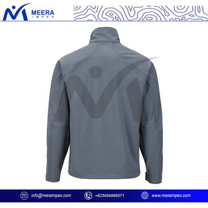 Veste Softshell pour hommes de couleur gris clair nouveau design OEM Vestes d'extérieur à col montant en tissu respirant avec logo personnalisé pour hommes - Product Image 3