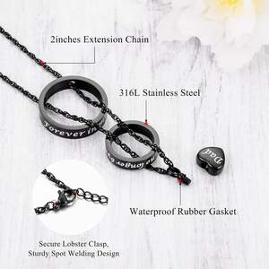 สร้อยคอโกศ Papa สีดำสำหรับขี้เถ้าไม่ได้อยู่ข้างฉันตลอดไปในหัวใจของฉันแกะสลักล็อคเก็ตที่มีขี้เถ้าสร้อยคอที่กำหนดขนาดได้เอง - Product Image 3