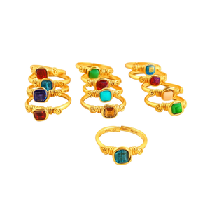 <b>Boho</b> Style Gold-Plated Fashion <b>Rings</b> with Vibrant Stones for Retail Resale - Product Image 3