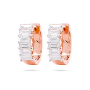 White Baguette Hinged <b>Huggie</b> <b>Hoop</b> Earring For Her - Product Image 2