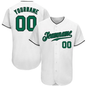 Camiseta de béisbol auténtica Kelly verde-negra blanca personalizada ropa de equipo personalizada más vendida - Product Image 1