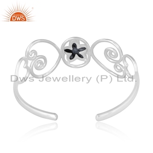 Elegante Brazalete de Plata Modelo Corona con Obsidiana para Bodas, Fabricante y Proveedor de Joyería para Mujer - Product Image 2