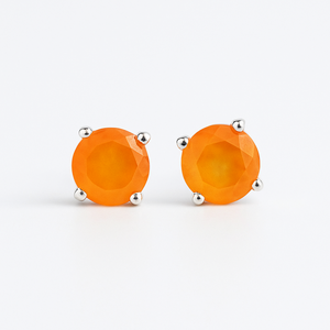 Boucles d'oreilles clous romantiques en cornaline naturelle, vente en gros pour enfants, argent sterling plaqué rhodium, fiançailles, mariage, anniversaire - Product Image 6