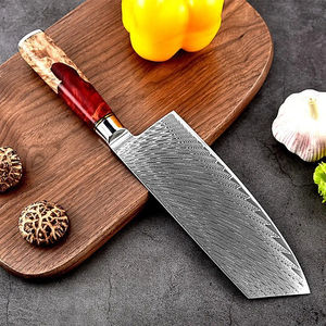 Ensemble de couteaux de chef japonais en acier Damas avec manche rouge élégant – Outils de cuisine pour une découpe précise des filets et des légumes - Product Image 2