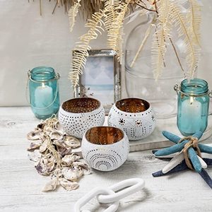 ชุดเชิงเทียนสีขาวมะพร้าวธรรมชาติ3สีสำหรับตกแต่งโต๊ะทรงชามทรงเขตร้อนของขวัญตกแต่งใหม่ - Product Image 3