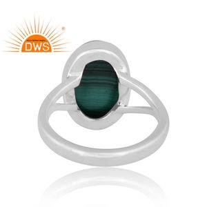 Meilleure qualité en argent sterling fin malachite naturelle pierre précieuse bague fendue fabricant de bijoux personnalisés - Product Image 4