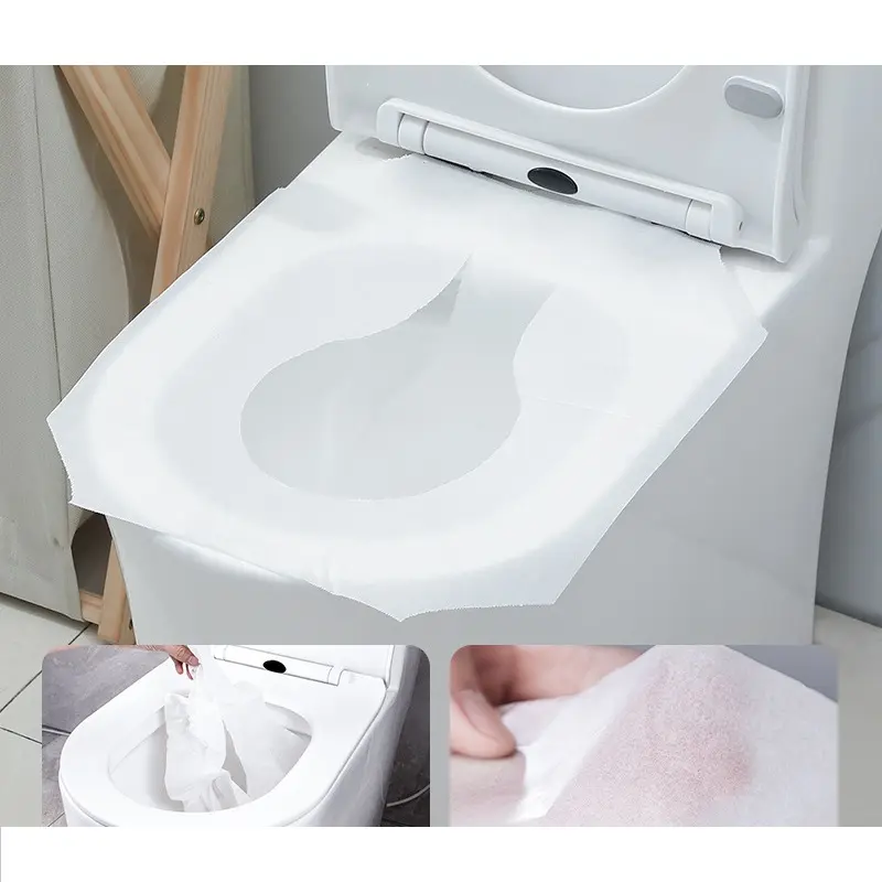 Wasser löslicher Typ 250 200 PCS Pack Spülbarer Einweg-Toiletten sitz bezug aus Zellstoff papier für den öffentlichen Waschraum