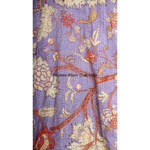 Robe courte kimono vintage pour femmes en coton biologique Kantha matelassée, faite à la main, mode indienne pour les festivals, vêtements de nuit, veste confortable - Product Image 5