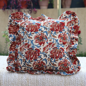 Beautiful Boho Block Print Cotton <b>Cushion</b> <b>Cover</b> 24x24 Home Pillow and Hotel Use Custom Size Flower Pillow <b>Cover</b> Gift for Her - Product Image 4