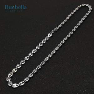 Hip Hop <b>Jewelry</b> Hot Sale 925 Silver 14K White Gold 6mm Coffee Bean <b>Chain</b> for Men Premium Necklaces - Product Image 1