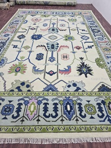 พรมพรมสีเบจสีฟ้าที่มีคุณภาพสูงที่สวยงามตุรกีทำด้วยมือพรมพื้นที่ร่วมสมัยและชุดพรมห้องนั่งเล่น - Product Image 2