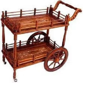 Carros utilitarios rodantes de 2 niveles con cajón, rodillo de Metal de madera, carro de isla de cocina, almacenamiento bloqueable decorativo de Calvin handcraft - Product Image 3