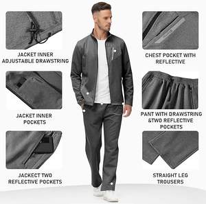 Sudadera con capucha de punto para hombre, traje OEM con logotipo personalizado, conjunto de ropa deportiva de dos piezas, chándal informal de tela transpirable para correr - Product Image 6