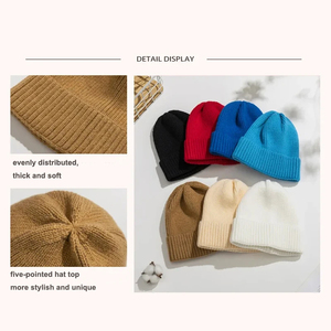 Gorro de Invierno Jacquard para Hombre y Mujer, 100% Algodón, Transpirable, Impermeable, Ajustable, Estilo Moderno con Vuelta, Bordado Personalizado - Product Image 3