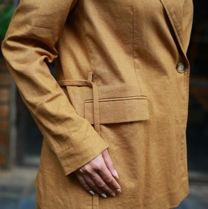 แจ็กเก็ตแบบผูกเอวผ้าป่านแบบผูกเอวแบบลำลองสำหรับผู้หญิง100% ยาวมีกระเป๋าด้านหน้าและกระเป๋าด้านข้างทำจากผ้าฝ้าย - Product Image 1