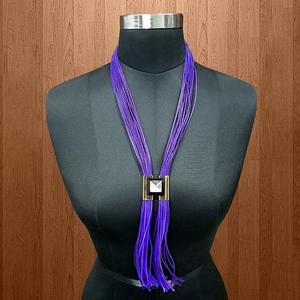 Urthn, collar llamativo de perlas y diamantes morados, borla de moda chapada en oro y encaje, Style-1111710B religioso - Product Image 1
