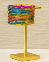Ensemble de bracelets en verre coloré avec motif de boule de cristal, bijoux bohèmes pour femmes, bracelets de fête de mariage, plaqués argent