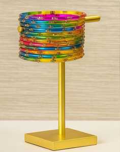 Colorful <b>glass</b> <b>Bangles</b> Set With Crystal Flower Pattern Bohemian Women's Jewelry Party Bracelets Gold Plated - Product Image 3