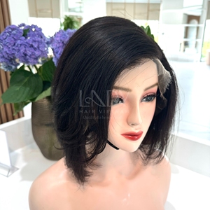 Perruques courtes pour femmes noires, extensions de cheveux bruts vietnamiens, perruques frontales, 100% - Product Image 5