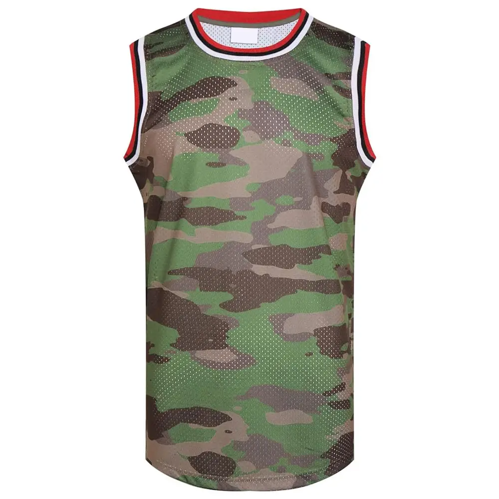 Groothandel Mesh Training Heren Basketbal Jersey Atletische Basketbal Jersey Custom Gesublimeerde Camouflage