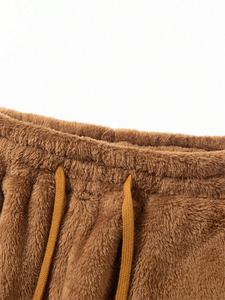 Conjunto de dos piezas deportivo de invierno de talla grande para hombre, pantalones superiores con estampado sólido y cuello con capucha, forro polar, transpirable, ligero para el calor - Product Image 2