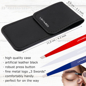LIKAMED Ensemble de pinces à sourcils professionnelles Kit de 3 pièces avec étui Pince à épiler à pointe droite inclinée - Product Image 3