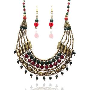 Beadside Conjunto de collar llamativo de cuentas multicolores chapadas en oro antiguo 1103405-Joyería de moda elegante - Product Image 1