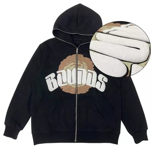 Sudadera con capucha de felpa francesa gruesa, extragrande, con estampado 3D en relieve, con cremallera completa, unisex, personalizada. - Product Image 2