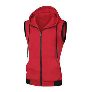 Sudadera con capucha de invierno sin mangas con cremallera completa para hombre al por mayor impresión digital de secado rápido de algodón transpirable de calidad superior liso teñido - Product Image 6