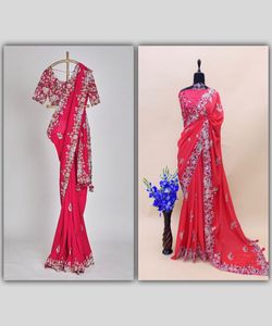 Explore a Wide Range of Saree Options, From Short and Trendy to Full-length and Traditional Wear Silk Saree with Blouse - Product Image 4