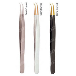 Extensions de cils en acier inoxydable semi-incurvées Pince à épiler Outils d'extension de cheveux - Product Image 1