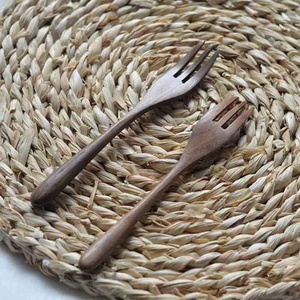 Eco-Friendly Solid Black Walnut Wood Tableware Set Luxury <b>Small</b> Soup Serving <b>Spoons</b> and Fork for Dessert Coffee Tea Stir <b>Spoon</b> - Product Image 6