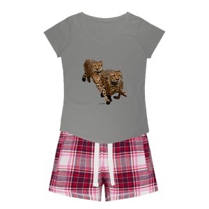 Cheetah Brothers T-shirt décontracté pour filles et short en flanelle douce pour la saison d'automne - Product Image 5
