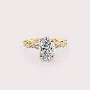 Anillo de Compromiso con Diamante Ovalado Creado en Laboratorio, Certificado por IGI, Oro Amarillo/Rosa y Blanco de 14k, Estilo Vintage - Product Image 6